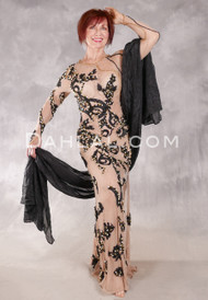 DESERT TWILIGHT Egyptian Dress - Nude, Black, Gold and White