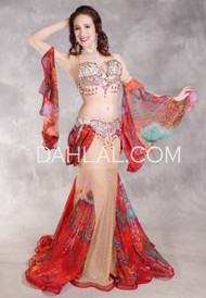 RAINBOW LUXE Egyptian Costume - Red, Multi-color, Nude and Silver