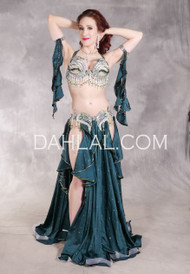 RUFFLED FANTASY Egyptian Costume - Forest Green, Silver and Nude