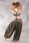 LUNA JADE II Silk Brocade Harem Pant and XL Halter Top Set - Iridescent Chocolate, Green and Silver