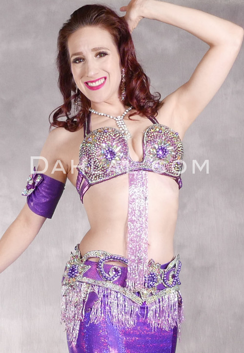 CAIRO'S BLOSSOM Egyptian Bra and Belt Set - Purple, Orchid and Silver