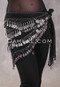 Egyptian Deep V Beaded Hip Scarf With Teardrop Beads - Black with Silver and Amethyst Iris