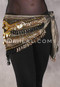 Egyptian Deep V Beaded Hip Scarf With Teardrop Beads - Metallic Gold, Gold and Black
