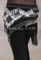 Egyptian Deep V Beaded Hip Scarf With Teardrop Beads - Black with Silver and Black