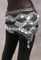 Egyptian Deep V Beaded Hip Scarf With Teardrop Beads - Iridescent Green and Gold with Silver and Black