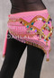 Egyptian Deep V Beaded Hip Scarf With Teardrop Beads - Pink, Gold and Multi-color