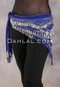 Egyptian Deep V Beaded Hip Scarf With Teardrop Beads - Royal Blue with Silver