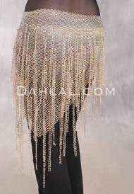 STARLIT Rhinestone Deep V Hip Shawl - Golden Tan