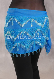 Three Row Egyptian Beaded Hip Scarf - Turquoise