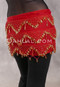 Three Row Egyptian Beaded Hip Scarf - Red with Gold