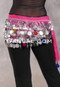 DENDERA Two Layer Coin and Paillette Egyptian Hip Scarf - Pink, Silver and Multi-color