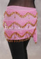 Three Row Egyptian Beaded Hip Scarf - Pink with Gold