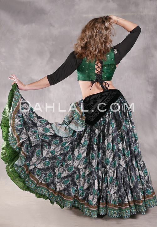 Peacock Print 25 Yard Tiered Skirt