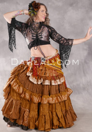 MOONLIGHT AVALON 25 Yard Silk Tiered Ruched Skirt - Gold, Bronze, Ivory and Copper