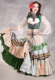 MOONLIGHT AVALON 25 Yard Silk Tiered Ruched Skirt - Pastel Peach, White, Beige, Green, Navy and Gold