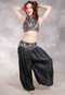 LUNA JADE II Silk Brocade Harem Pant and Small Sari Halter Top Set - Black with Gold