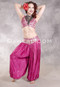 LUNA JADE II Silk Brocade Harem Pant and Medium Sari Halter Top Set - Mauve, Silver and Green