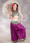 LUNA JADE II Silk Brocade Harem Pant and Medium Sari Halter Top Set - Magenta, Green and Silver