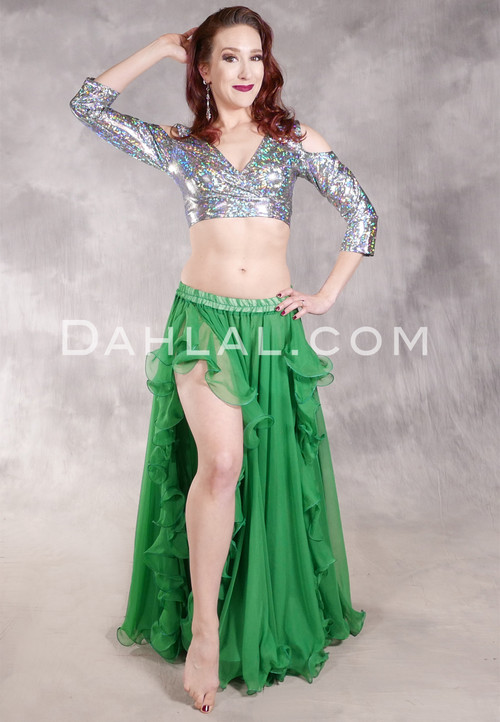 Ruffled Double Chiffon Skirt - Green