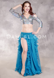 Ruffled Double Chiffon Skirt - Turquoise