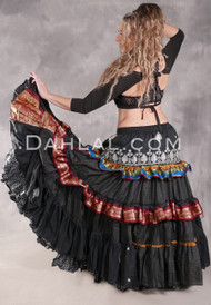 MOONLIGHT AVALON 25 Yard Silk Tiered Ruched Skirt - Black, Silver, Gold, Red and Multi-color