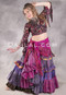 MOON FLOWER 25 Yard Printed Silk Tiered Ruched Skirt - Dusty Magenta, Blue Iris, Steele and Gold