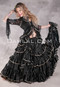 DARK MOON Black Satin 25 Yard Tiered Skirts - Black with Silver