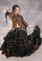 DARK MOON Black Satin 25 Yard Tiered Skirts - Black with Gold