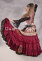 MOONLIGHT AVALON 25 Yard Silk Tiered Ruched Skirt - Rose Wine, Cream, Olive and Gold