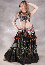 MOONLIGHT AVALON 25 Yard Silk Tiered Ruched Skirt - Black, Copper, Silver, Green, Red and Gold