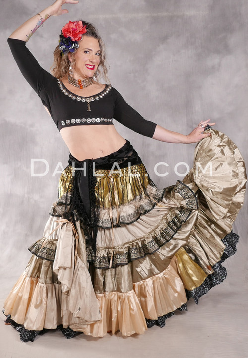 MOONLIGHT AVALON 25 Yard Silk Tiered Ruched Skirt - Yellow Shimmer, Silver, Sage, Black and Butternut