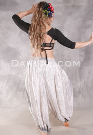 BEYOND THE DESERT Silk Blend Pocket Harem Pant - White, Black and Gray