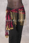 Egyptian Lace Hip Wrap - Black, Wine and Gold
