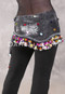 LUXOR WAVE Egyptian Hip Scarf - Metallic Charcoal with Multi-color and Silver
