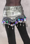 LUXOR WAVE Egyptian Hip Scarf - Metallic Green and Gold with Multi-color and Silver