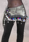 LUXOR WAVE Egyptian Hip Scarf - Metallic Green and Gold with Multi-color and Silver