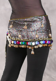 LUXOR WAVE Egyptian Hip Scarf - Metallic Multi-color with Multi-color and Gold