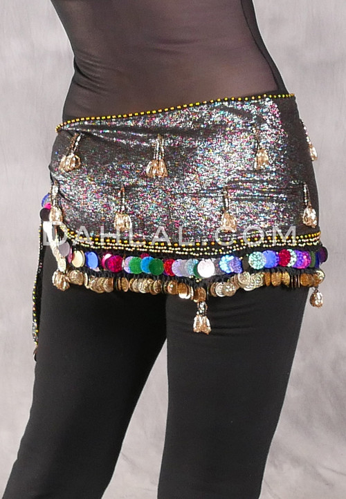 LUXOR WAVE Egyptian Hip Scarf - Metallic Multi-color with Multi-color and Gold
