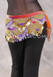 Egyptian Hip Scarf With Beads And Coins -Feather Print with Purple, Lavender Iris and Gold