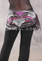 Egyptian Hip Scarf With Beads And Coins - Metallic Stripe with Silver, Pink and Multi-color