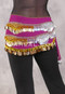 Egyptian Hip Scarf With Beads And Coins - Magenta with Gold and Silver
