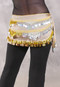 Egyptian Hip Scarf With Beads And Coins - Golden Cream with Gold and Silver
