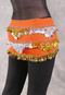 Egyptian Hip Scarf With Beads And Coins - Orange with Gold and Silver
