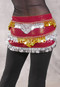 Egyptian Hip Scarf With Beads And Coins - Metallic Wine with Gold and Silver