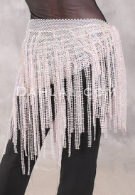 STARLIT Rhinestone Deep V Hip Shawl - Light Pink with Aurora Rhinestones