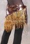 Lycra Fringe Hip Scarf - Metallic Print with Black, Gold, Goldenrod and Ivory
