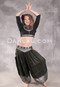 LUNA JADE Draped Silk Brocade Harem Pant - Black with Silver