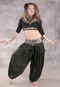 LUNA JADE Draped Silk Brocade Harem Pant - Dark Olive, Silver and Rose