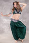 LUNA JADE Draped Silk Brocade Harem Pant - Emerald, Silver and Rose