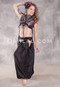 LUNA JADE Draped Silk Brocade Harem Pant - Black and Lavender with Silver